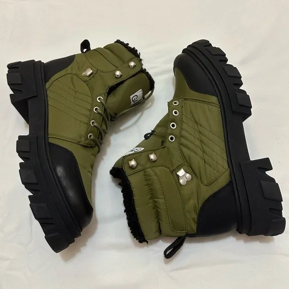 NEW Ganni Olive and Black Lace-Up Boots Size ( US10 )  (EU41 ) - Picture 2 of 10